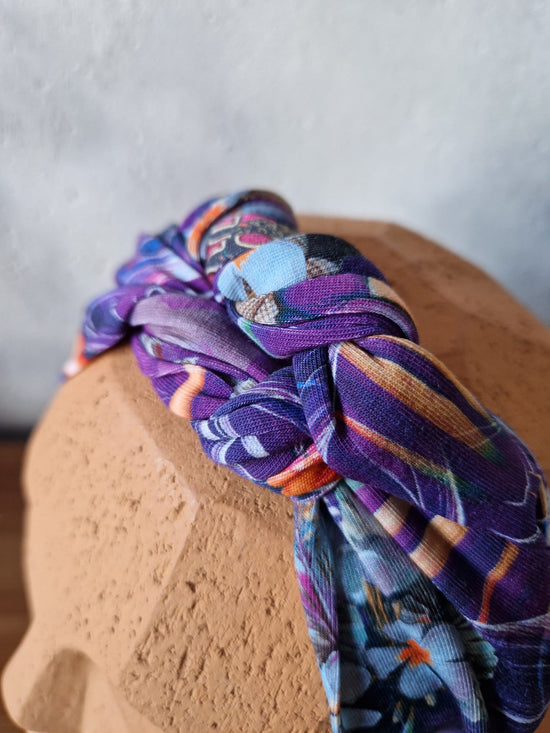 HAARBAND paars bloemen