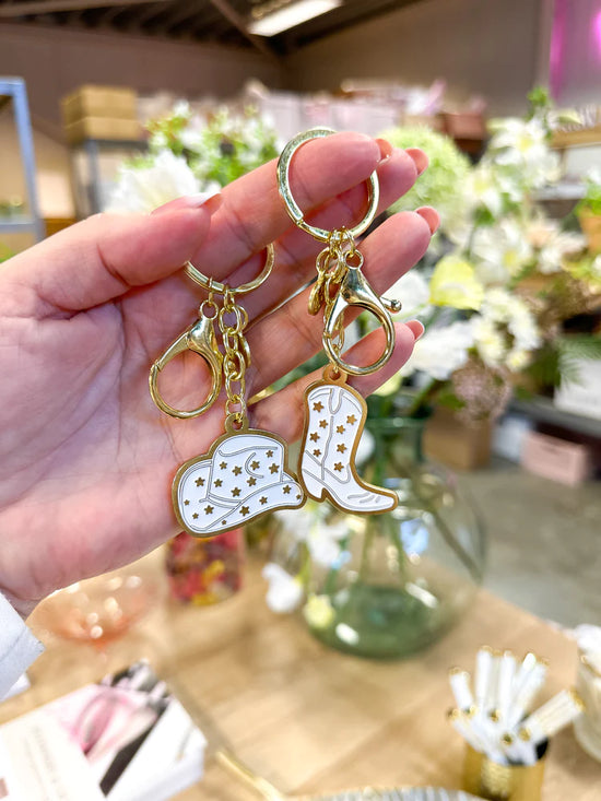 sleutelhanger cowboyhoed wit