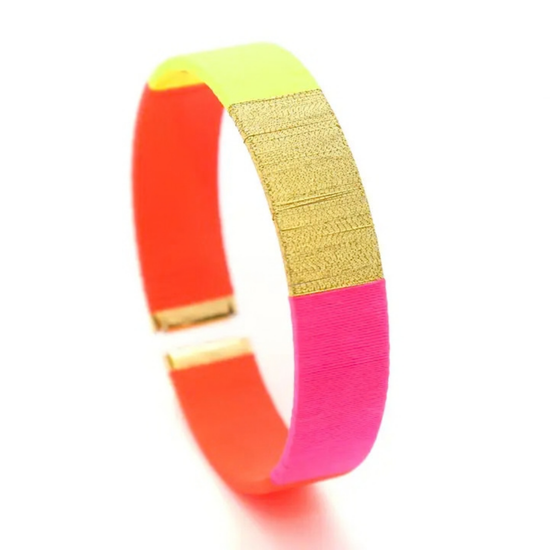 Armband fluor geel roze - conceptstore Liefs uit Zierikzee 