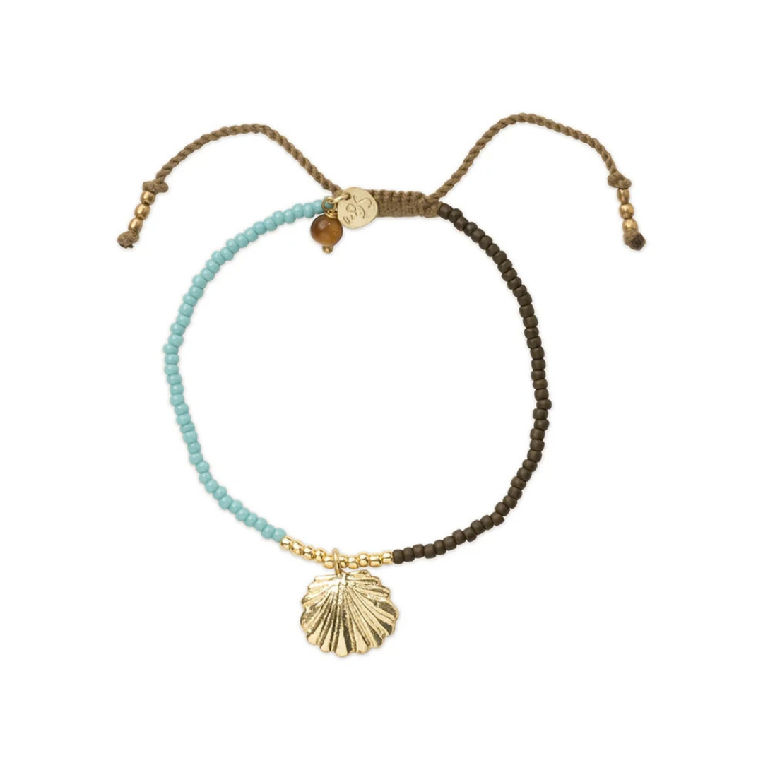 Armbandje schelp tijgeroog - a beautiful story - conceptstore Liefs uit Zierikzee 