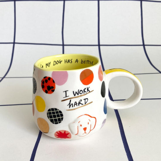 Beker work hard - dog - conceptstore LIefs uit Zierikzee