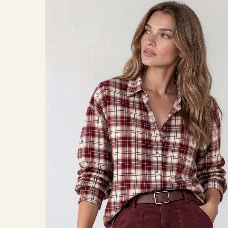 Blouse ruitjes bordeaux - conceptstore Liefs uit Zierikzee 