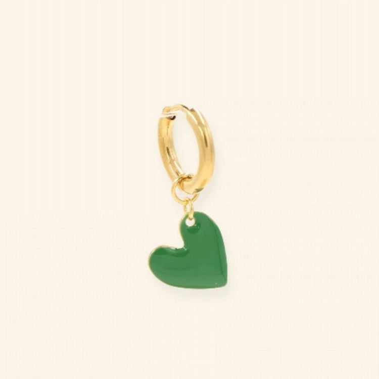 Heart groen oorbel - Liefs uit Zierikzee 