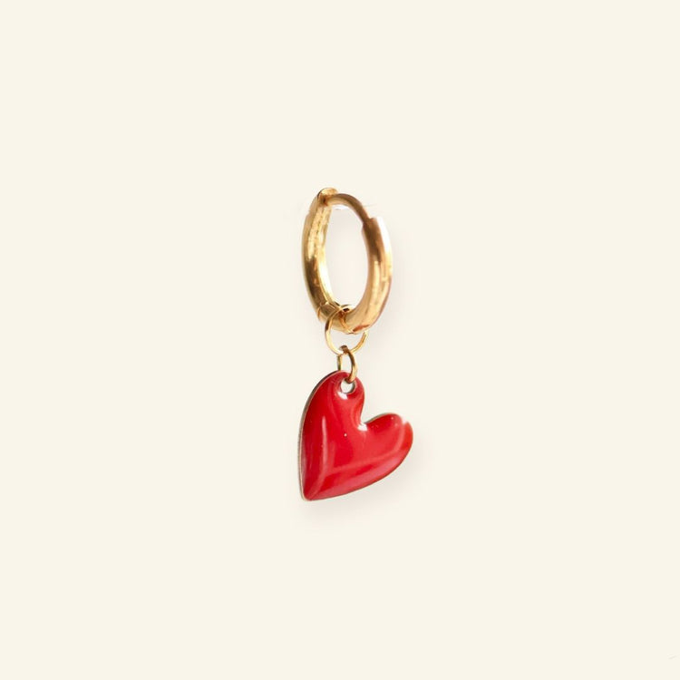Heart rood oorbel - Liefs uit Zierikzee 
