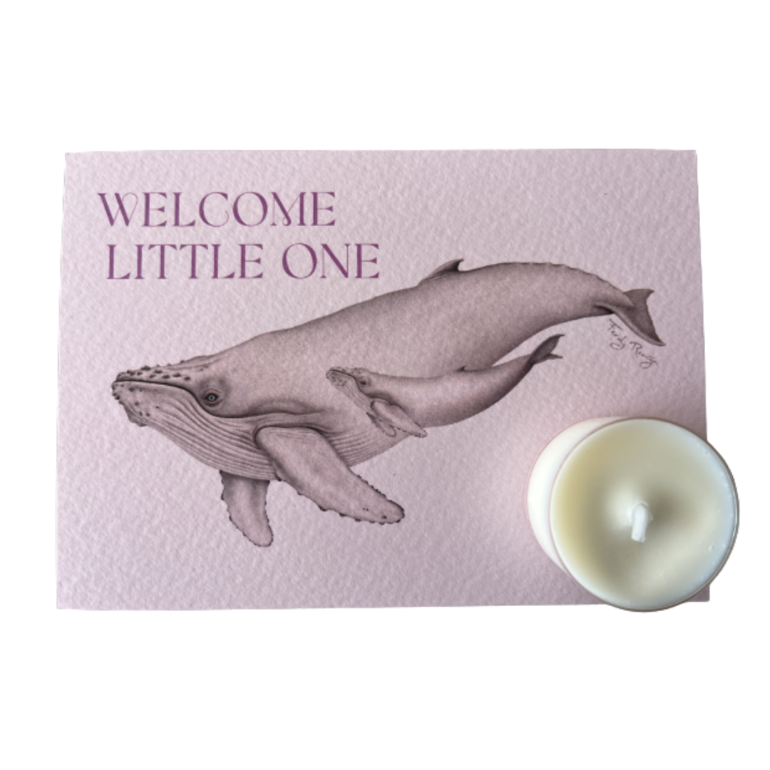 Kaart met geurkaars Little one roze  -conceptstore Liefs uit ZIerikzee 