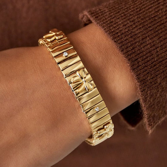 Brede Armband met Strikjes – Stainless Steel – Goud