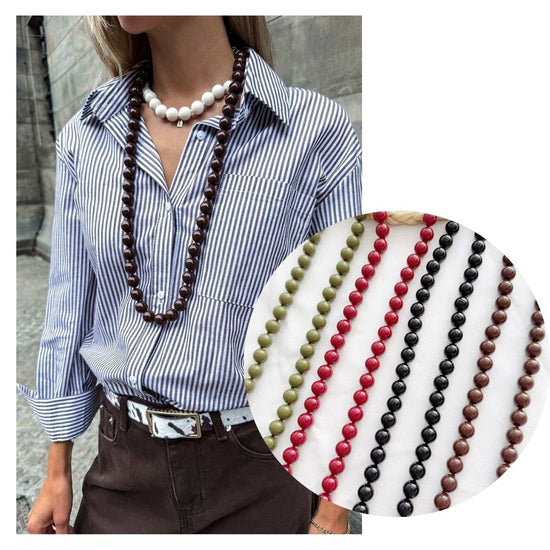 Ketting dikke kraal bordeaux