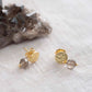 Oorbellen mini coin smokey quartz goud