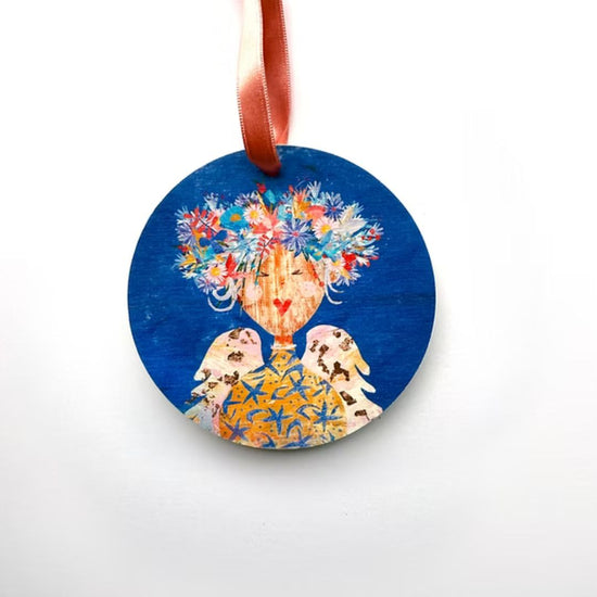 Kerstbal engel blauw