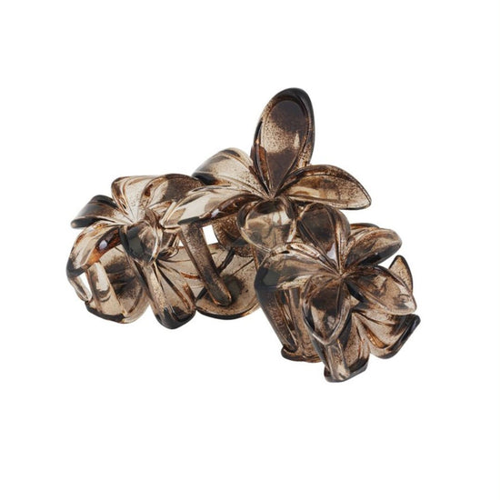 Haarklem met Drie Bloemen – Bruintinten – Stevige Grip