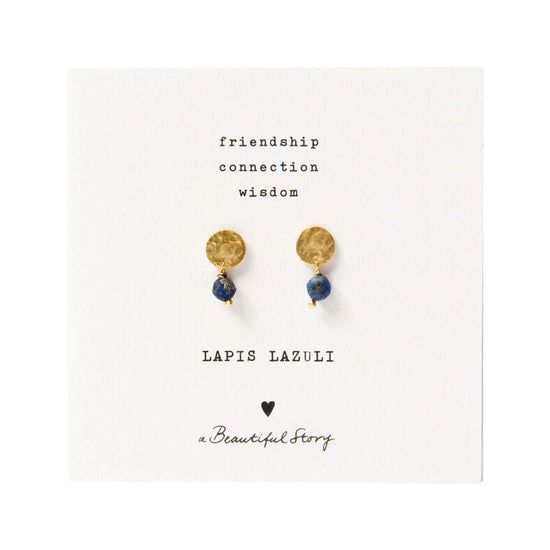 Oorbellen mini coin lapis lazulli - a beautiful story - Conceptstore Liefs uit Zierikzee 