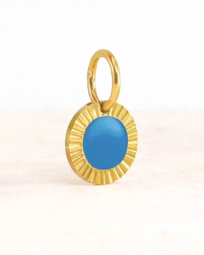 Stainless steel bedel kyra goud blauw - conceptstore Liefs uit Zierikzee 