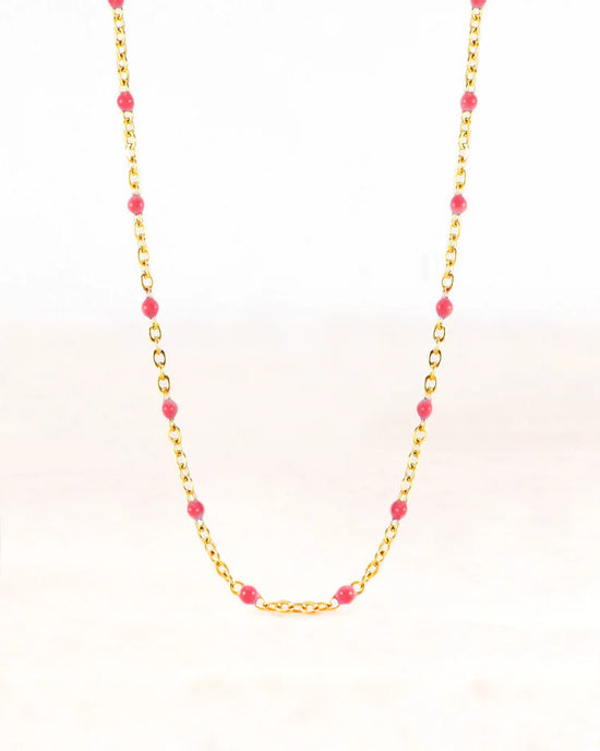 Stainless steel ketting neva goud fuchsia - conceptstore Liefs uit Zierikzee 