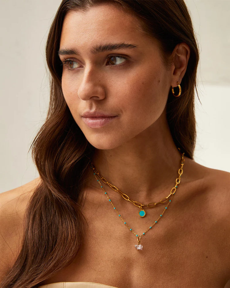 Stainless steel ketting neva goud turquoise - conceptstore Liefs uit Zierikzee 