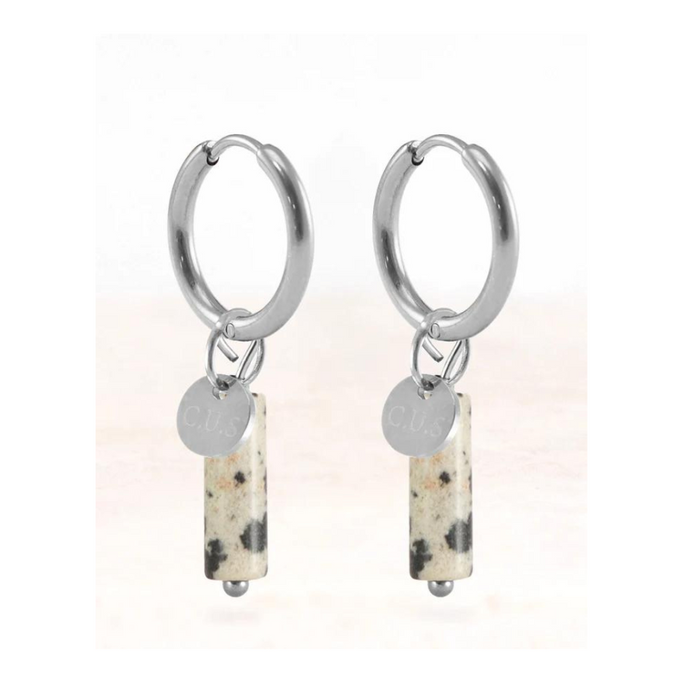 Stainless steel oorbellen dalmation stone - conceptstore Liefs uit Zierikzee 