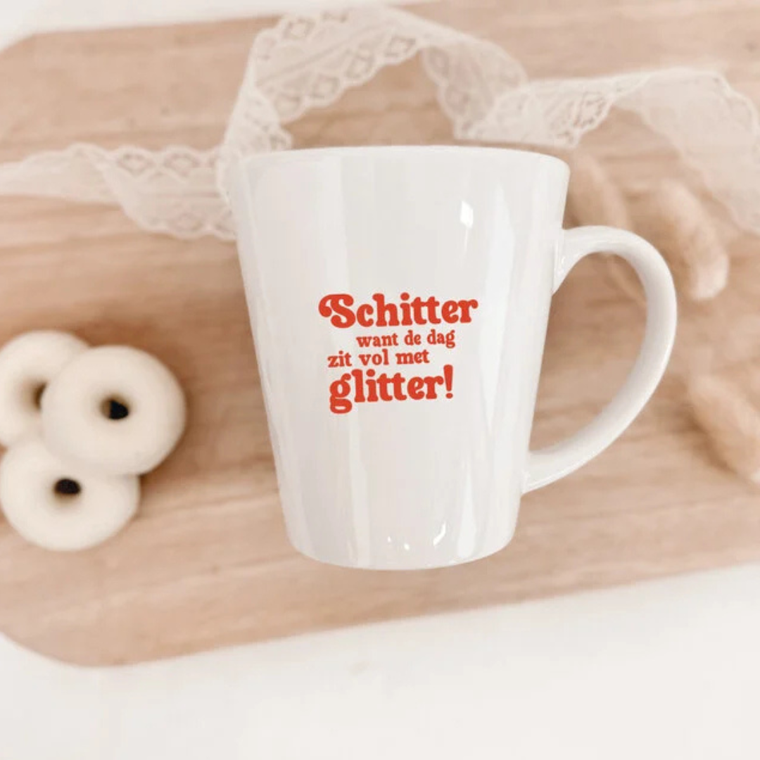 beker schitter want de dag zit vol glitter - conceptstore Liefs uit Zierikzee 