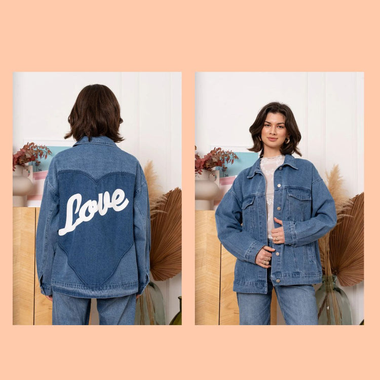 Oversized jeans jas love - Liefs uit Zierikzee 