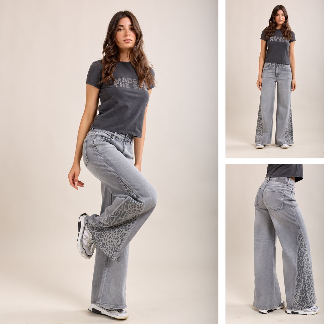 Wijde jeans met tijgerprint - conceptstore Liefs uit Zierikzee 