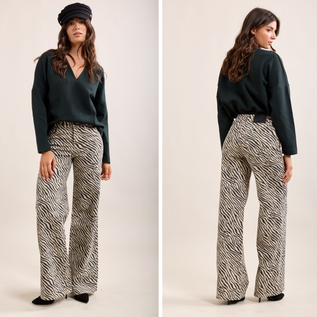 Wijde jeans met zebraprint 